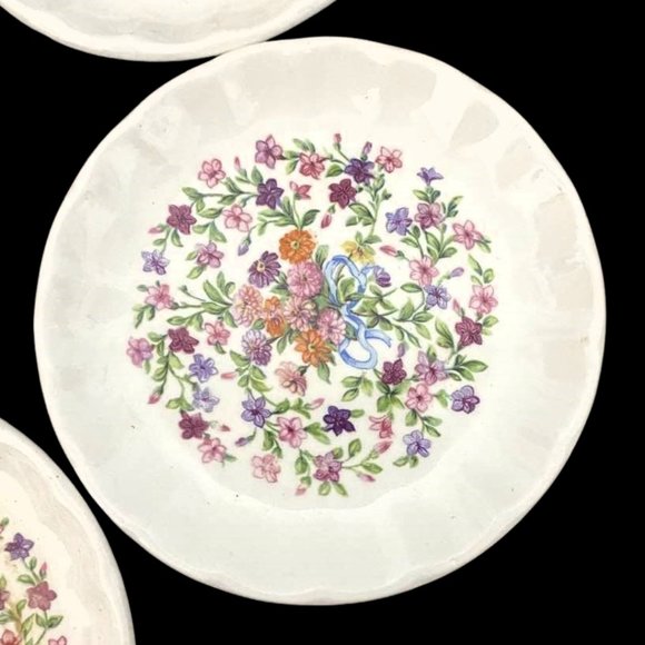 Vintage Antique WS George Bolero Fiesta Floral Saucers - Set of 5 - Picture 3 of 6